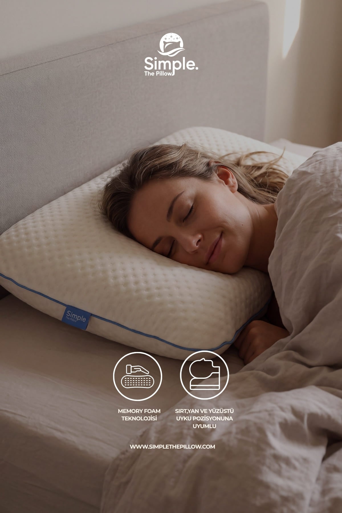 Visco Ortopedik Klasik Uyku Yastığı Memory Foam Hafızalı Yastık 60x40x15 cm