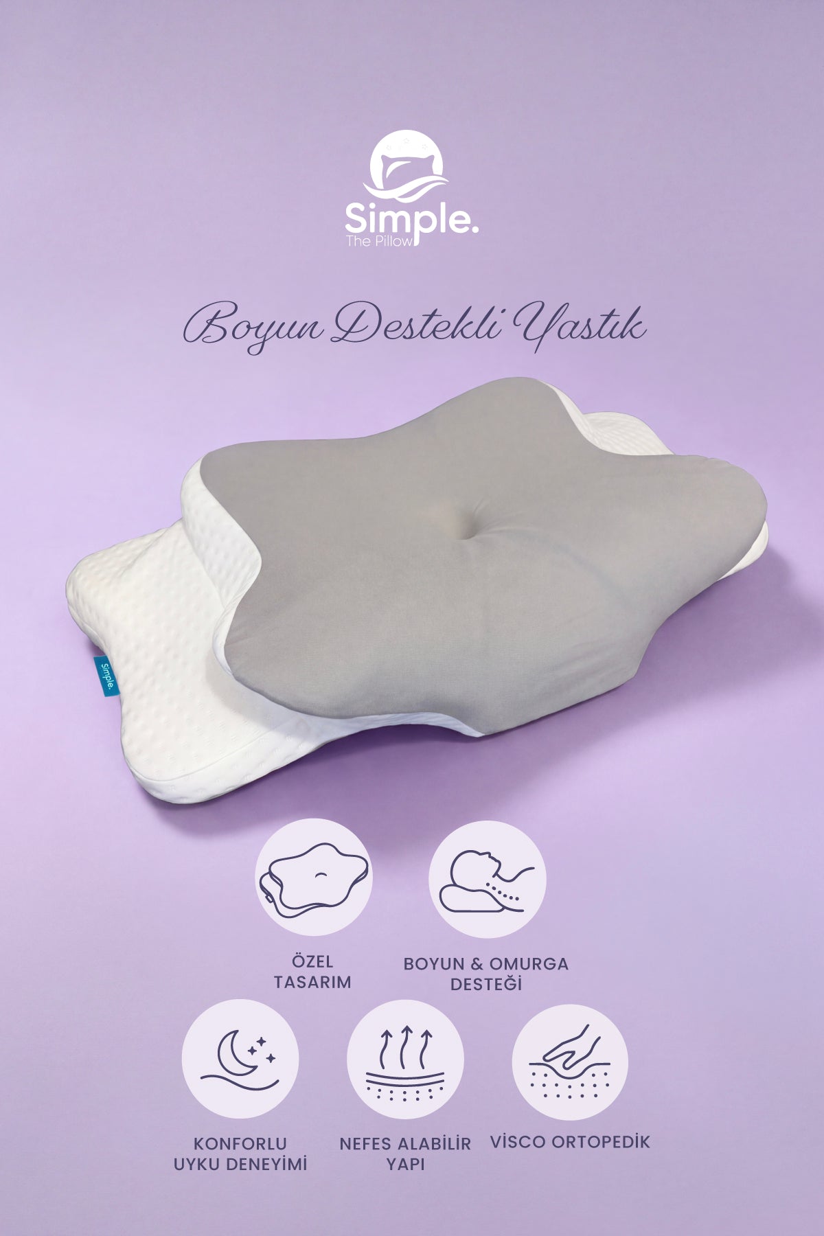 Visco Queen Servikal Boyun Destekli Yastık Mega Boy 70 × 40 × 14 cm