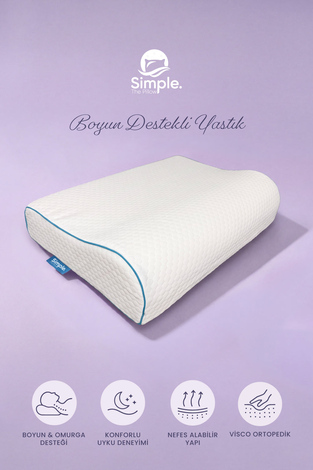 Visco Boyun Destekli Ortopedik Yastık 57x36 cm | Boyun Fıtığı, Boyun Düzleşmesi ve Boyun Ağrıları İçin |