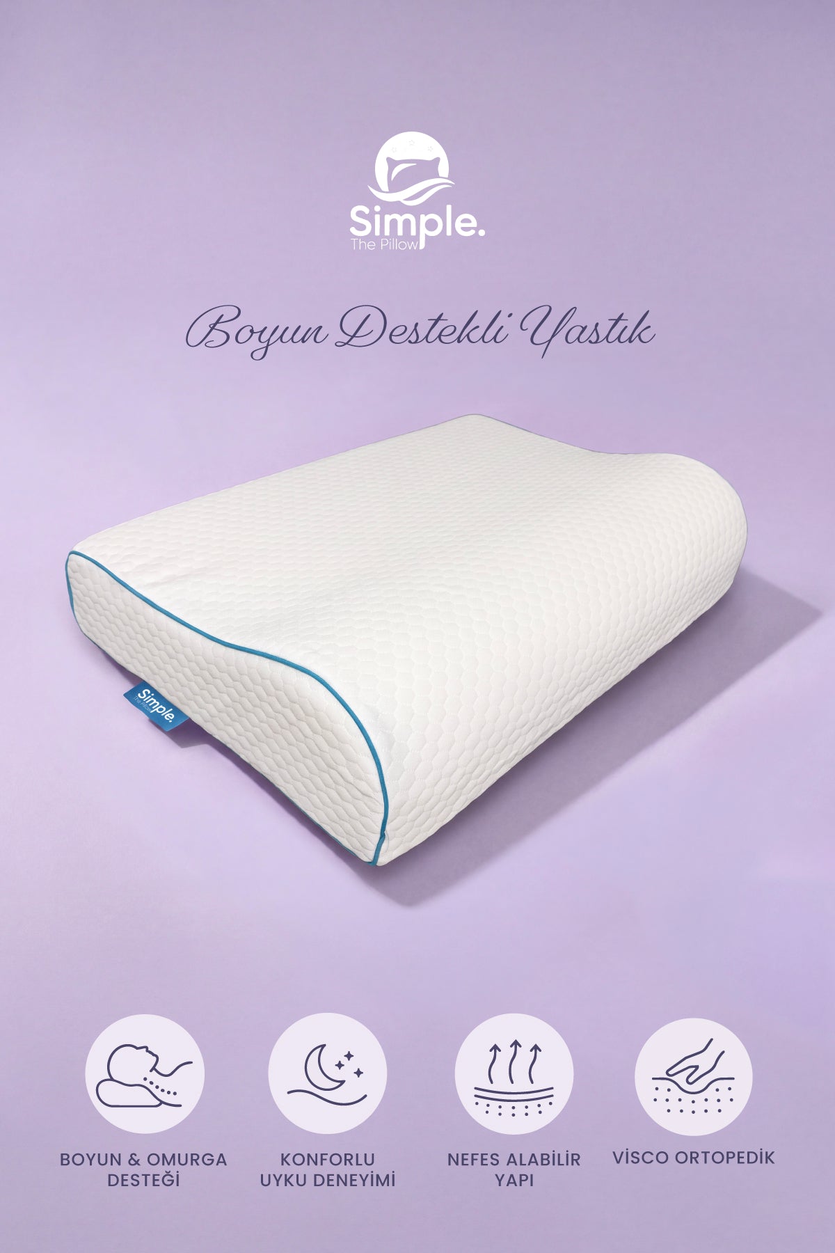 Visco Boyun Destekli Ortopedik Yastık 57x36 cm | Boyun Fıtığı, Boyun Düzleşmesi ve Boyun Ağrıları İçin |